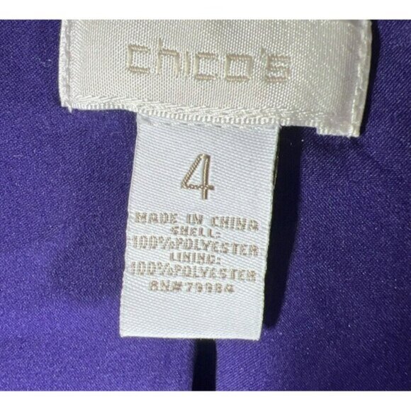 Chicos Women Blazer Jacket XXL Paisley Blue Purple Lined Pockets Long Sleeves - Picture 3 of 9